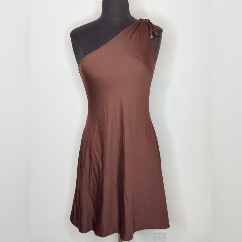 DKNY Brown Shoulder Dress Small